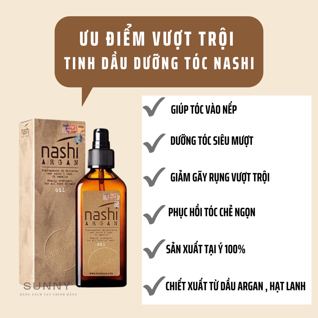 Tinh dầu dưỡng tóc Nashi Argan Oil 100ml nuôi dưỡng và dưỡng ẩm sâu cho tóc giúp tóc bóng mượt, chắc khỏe hơn