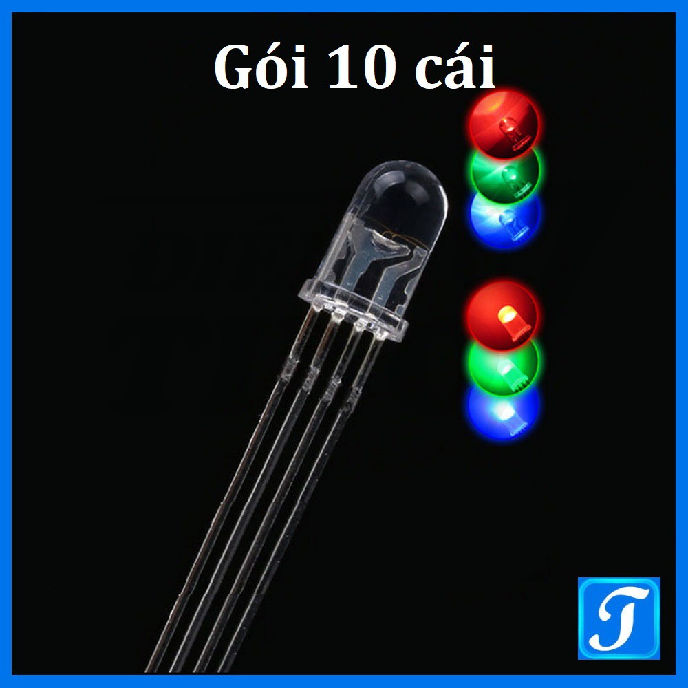 Led 7 Màu RGB Siêu Sáng 5mm loại Âm và Dương chung tùy chọn