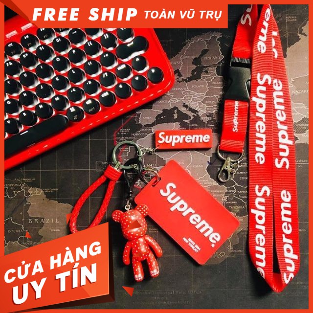Phụ Kiện Móc Khoá Dây Đeo Thẻ Supreme/Bape/Chrome Heart/Off White/Vans/Stussy