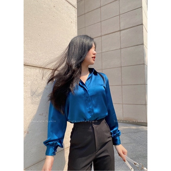 SISTERSISTER - Áo sơ mi lụa RETRO/90s