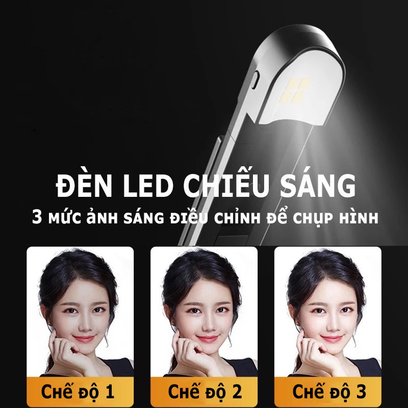 Gậy chụp ảnh tự sướng Bluetooth Q02S có đèn LED trợ sáng-giá đỡ điện thoại đa năng gấp gọn bỏ túi