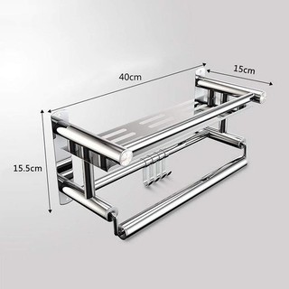 Giá Inox Để Đồ Nhà Tắm, Kệ Inox Nhà Tắm Kèm Giá Treo Khăn Và Móc Treo Đồ Tiện Lợi