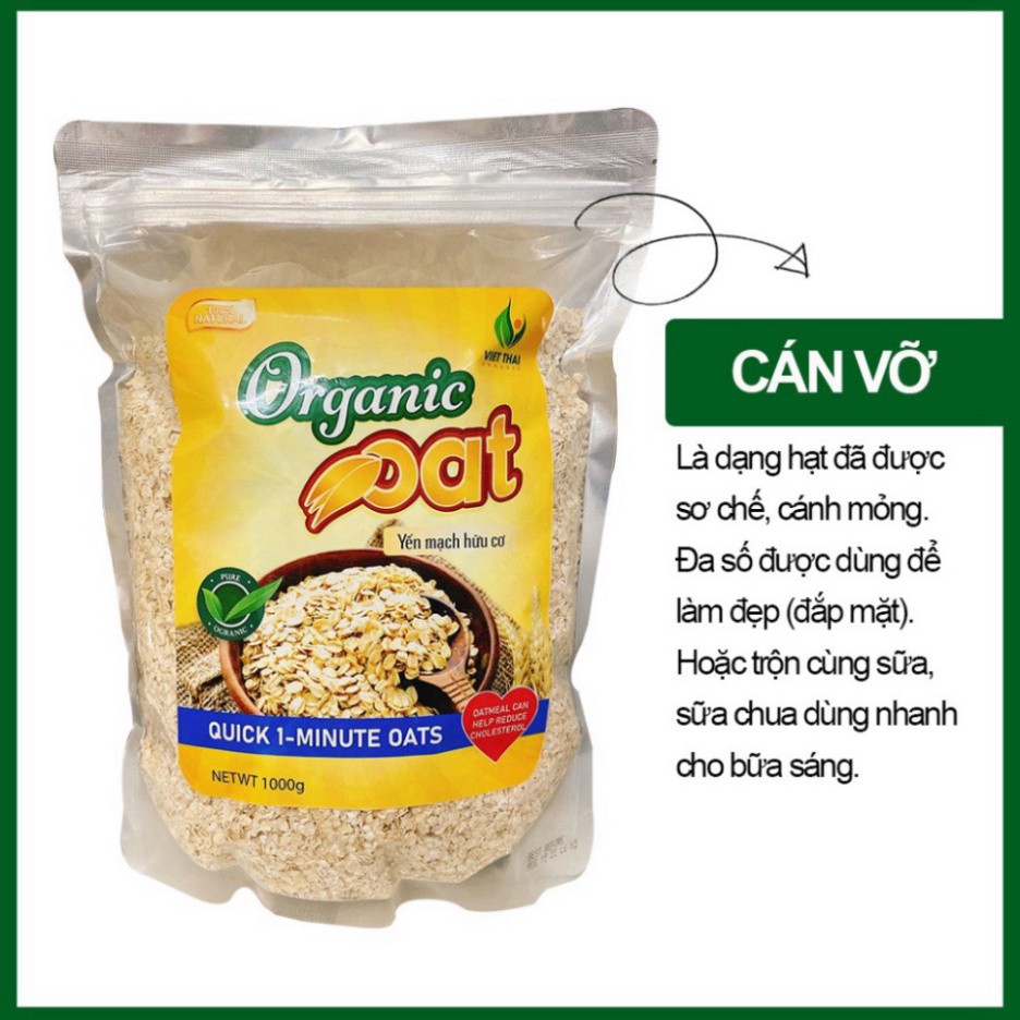 Yến Mạch Úc Tươi Giảm Cân Hữu Cơ Organic Oat 1Kg FREE SHIP Yến Mạch Giảm Cân Nguyên Chất Cán Dẹt Cán Vỡ