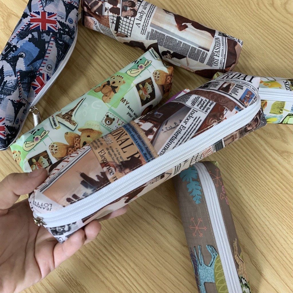 Túi đựng bút, túi đựng bút nhiều ngăn vải canvas cao cấp có khóa miệng chắc chắn bền đẹp