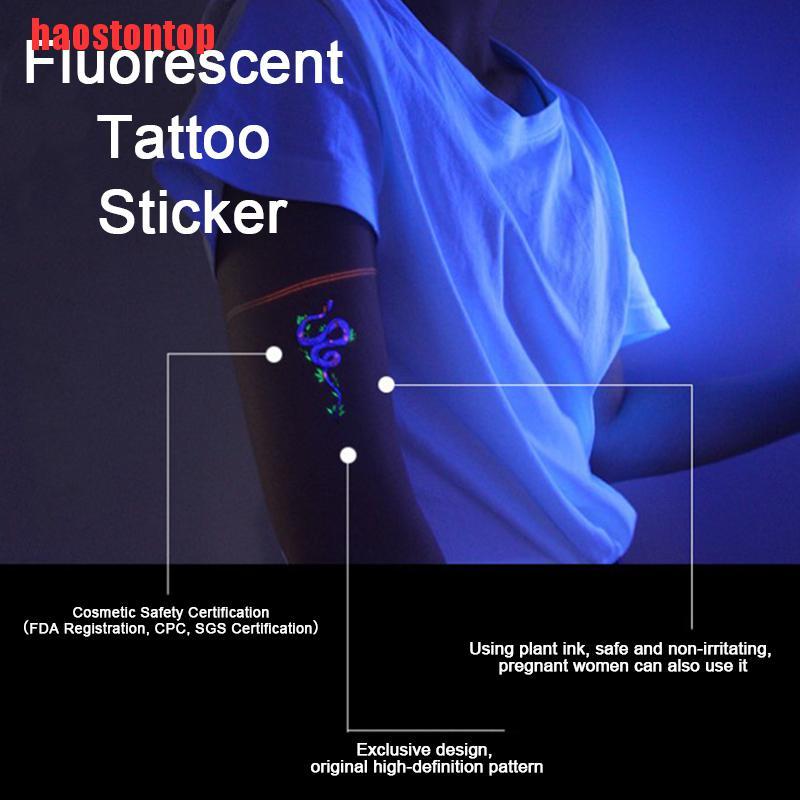 Miếng Dán Hình Xăm Tạm Thời Chống Thấm Nước Màu Dạ Quang
