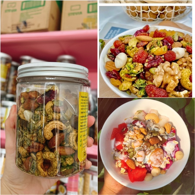Granola tổng hợp 12 loại quả hạt 90% vị Matcha