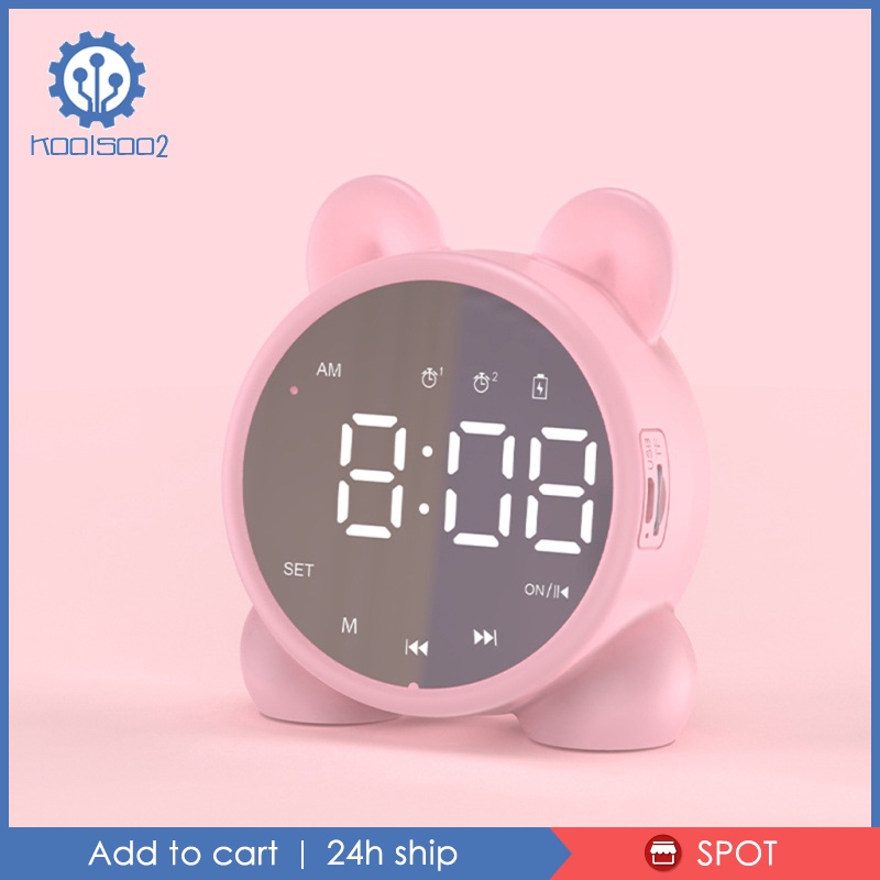Bluetooth Speaker Alarm Clock USB Charging Handsfree Call for Bedroom  White