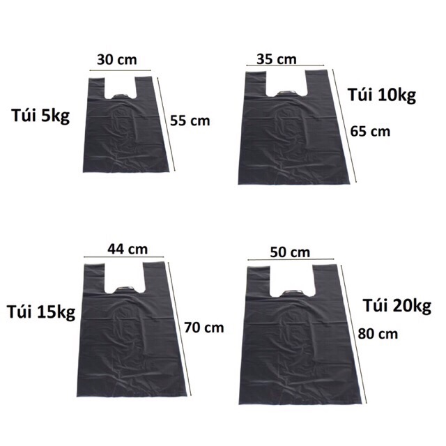1kg túi nilon đen đóng hàng, đựng rác