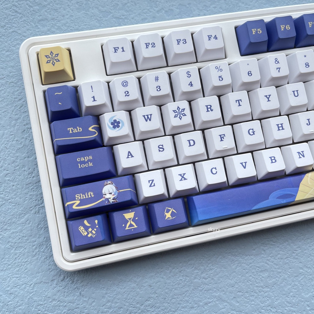 128 phím Kamisato Ayaka Keycaps Cherry Profile Genshin Impact Chủ đề Anime PBT DYE SUB Bàn phím cơ học Keycap