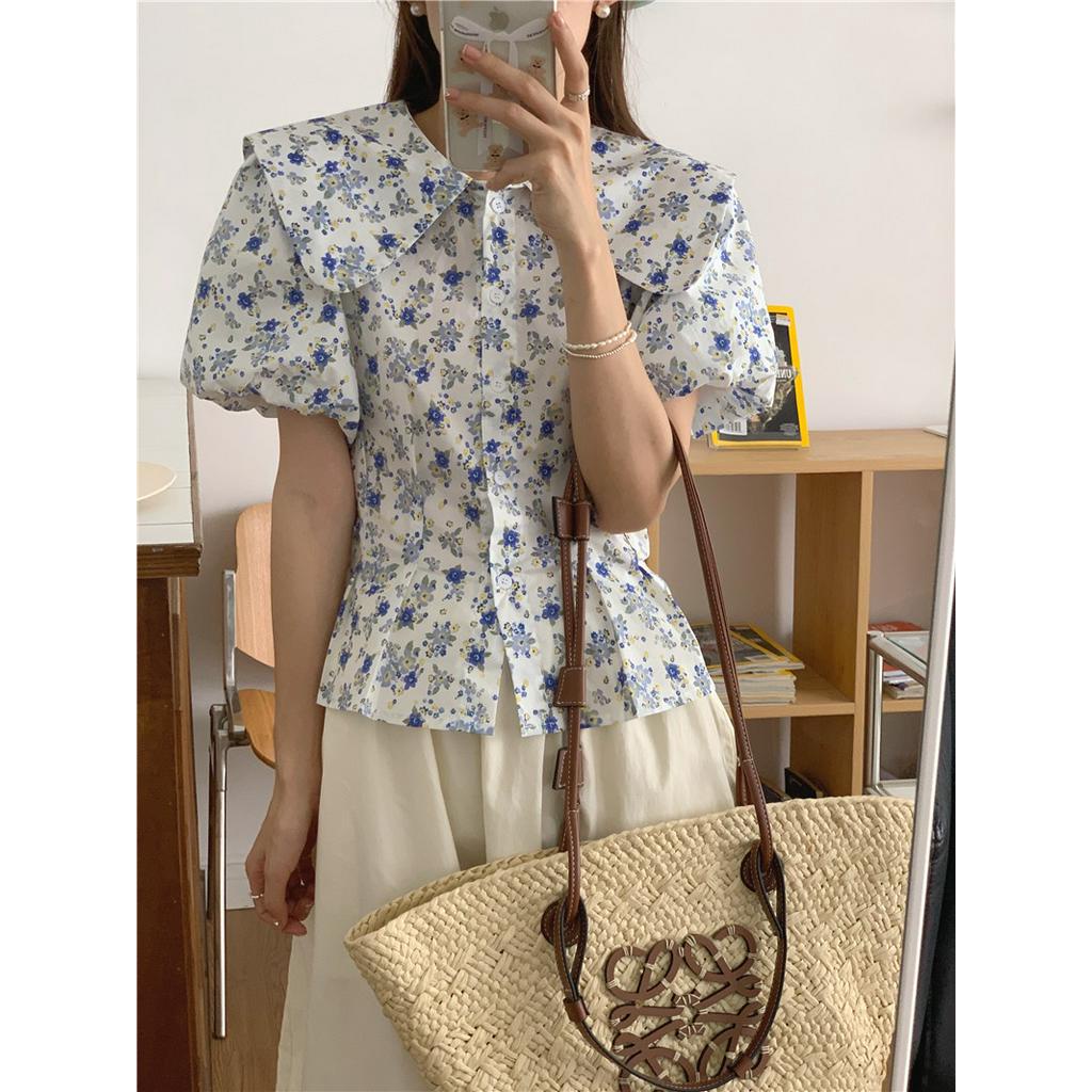 Áo Sơ Mi Hoa Ngắn Tay Phong Cách Hàn Quốc Mới 52580 Dành Cho Nữ