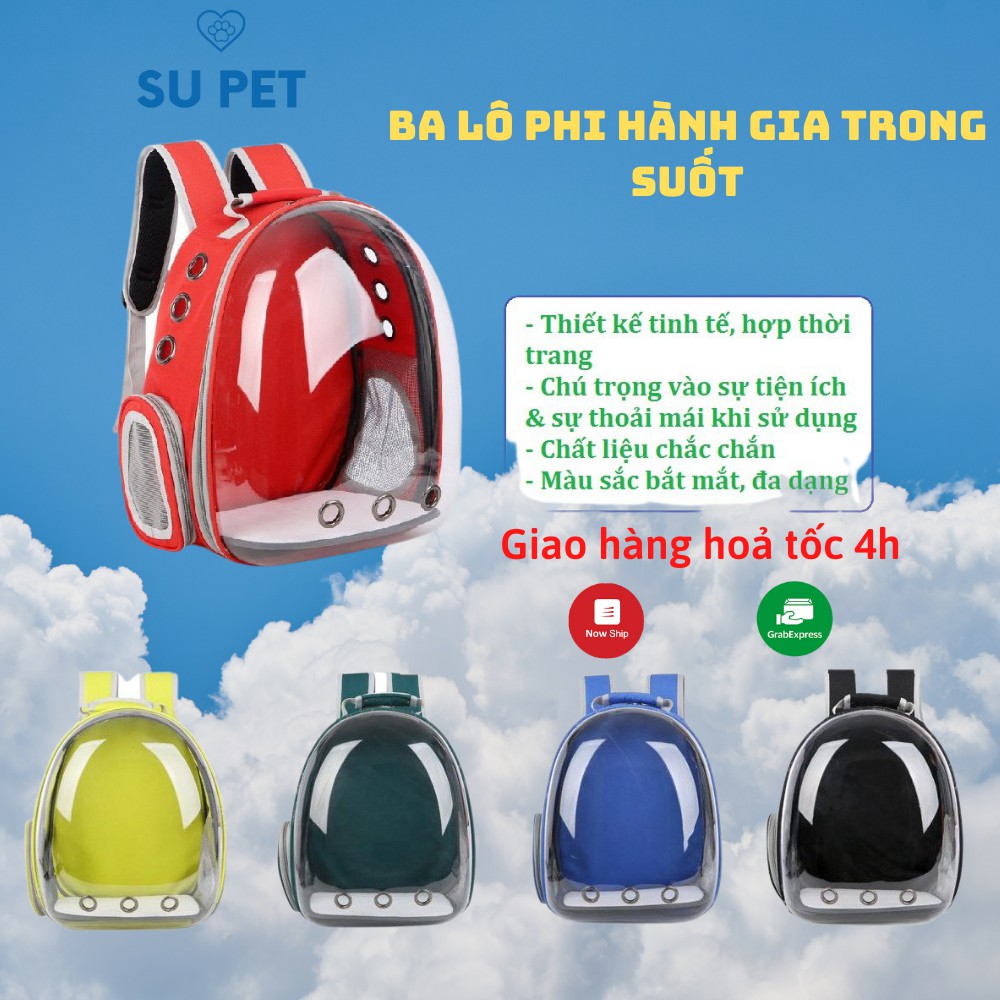 Ba lô phi hành gia vận chuyển thú cưng trong suốt kèm thảm lót