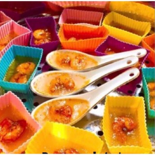 Bộ 10 Khuôn silicon hình chữ nhật vân cạnh 8 cm làm bánh bột lọc, thạch rau câu, cup cake( mỏng mềm dẻo)