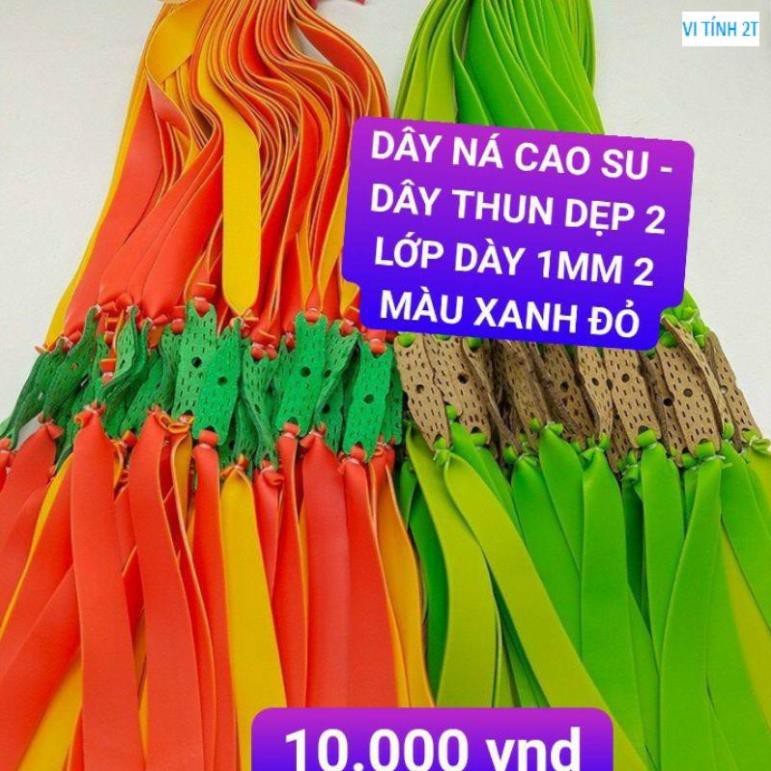DÂY NÁ CAO SU - DÂY THUN DẸP 2 LỚP DÀY 1MM 2 MÀU XANH ĐỎ