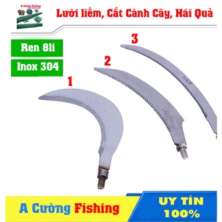 Lưỡi liềm, móc cỏ dọn lục bình, móc lỗ câu cá có chân xoáy vào cán inox
