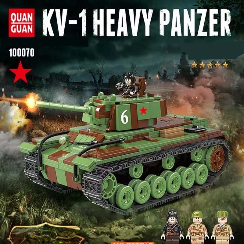 Đồ chơi giáo dục Lắp ráp Mô hình 726PCS Military WW2 Soviet Russia KV1 Heavy Tank Quan Guan 100070
