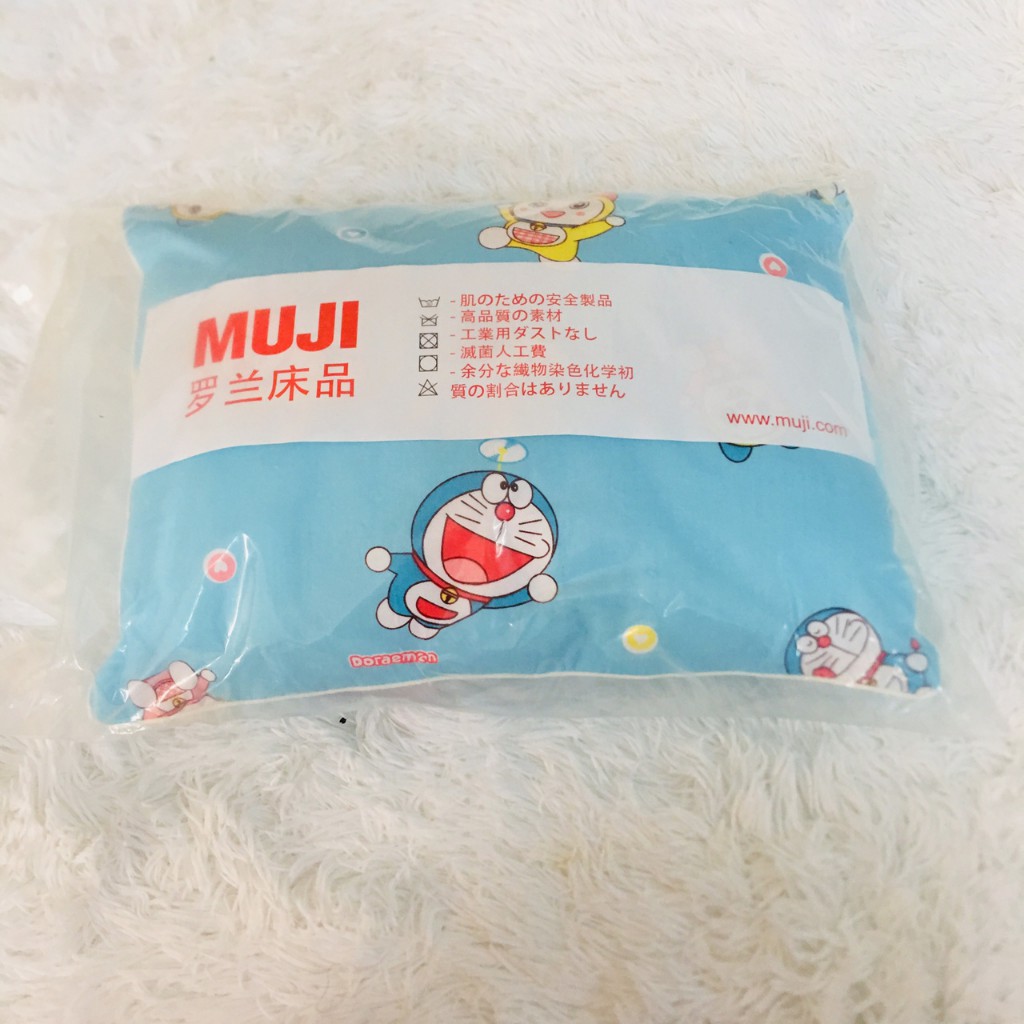 Gối trẻ em Muji cao cấp chất liệu cotton mịn màng thoáng mát thấm hút mồ hôi