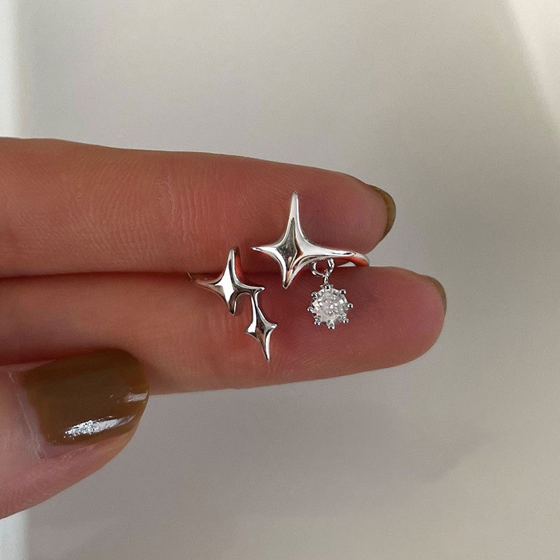 Nhẫn Hở Hình Ngôi Sao Bốn Cánh Tùy Chỉnh Thời Trang Vintage Cho Nữ