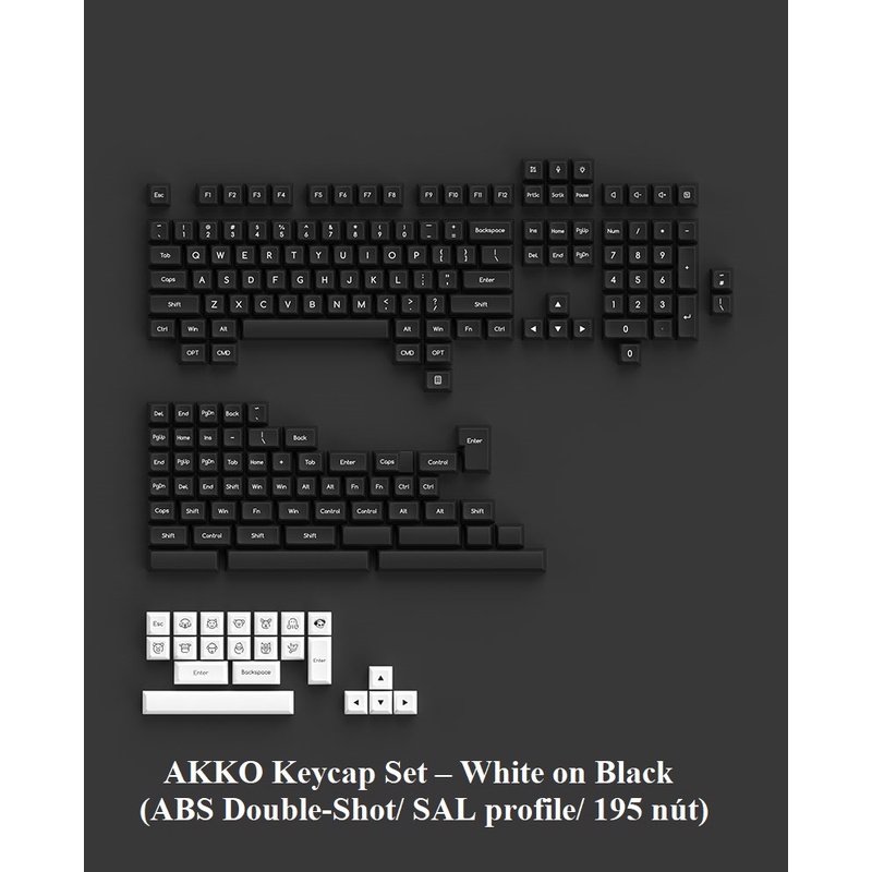 Bộ keycap AKKO SAL profile Black on White I Black Gold I Ocean Star I White on Black  (ABS Double-Shot/ 195 nút)