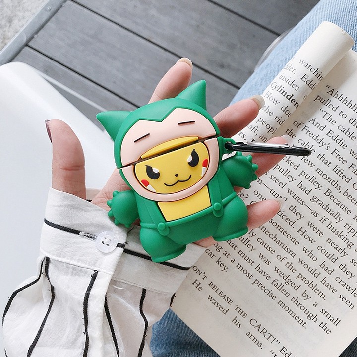 Case Airpods Snorlax Pikachu , Vỏ bao Airpods 1 2 silicon đựng tai nghe bluetooth , tai nghe không dây