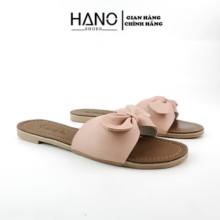 HANO - Dép nữ thời trang đế bệt quai thắt nơ xinh D0116