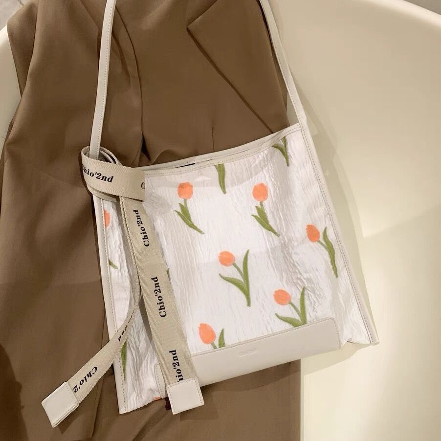 Túi Xách Đeo Vai Cỡ Lớn Họa Tiết Hoa Tulip Thời Trang Mùa Hè