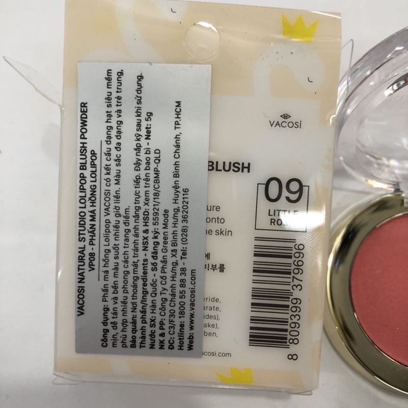 Phấn Má Hồng Vacosi Lolipop Blush Powder 09 màu Hồng cam