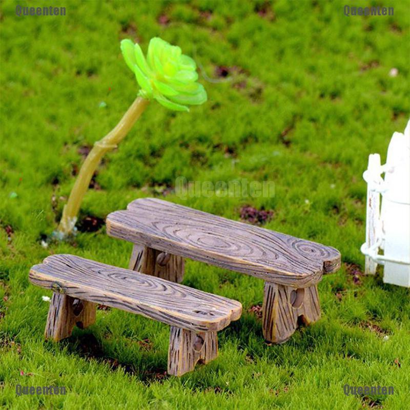 ★Set 2 Mô Hình Ghế Dài Mini Bằng Gỗ Trang Trí Nhà Búp Bê