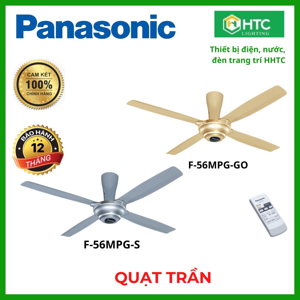 Quạt trần 4 cánh Panasonic F-56MPG màu bạc và màu vàng ánh kim