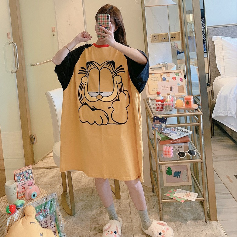 Váy Ngủ Nữ Cotton Siêu Dễ thương Guu- Váy Mặc Nhà Cute Bầu Bí Mặc Thoải Mái DN07