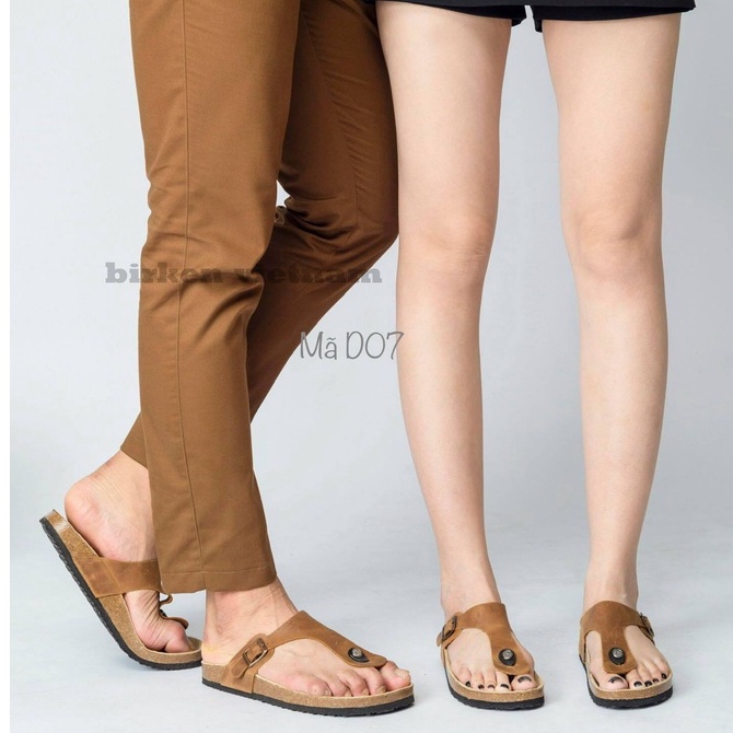 [ Lót Chống Nước ] DK07 - Dép Birken Đế Trấu Thiết Kế Unisex Nam và Nữ Quai tông tách ngón Da Bò Bioline VietNam