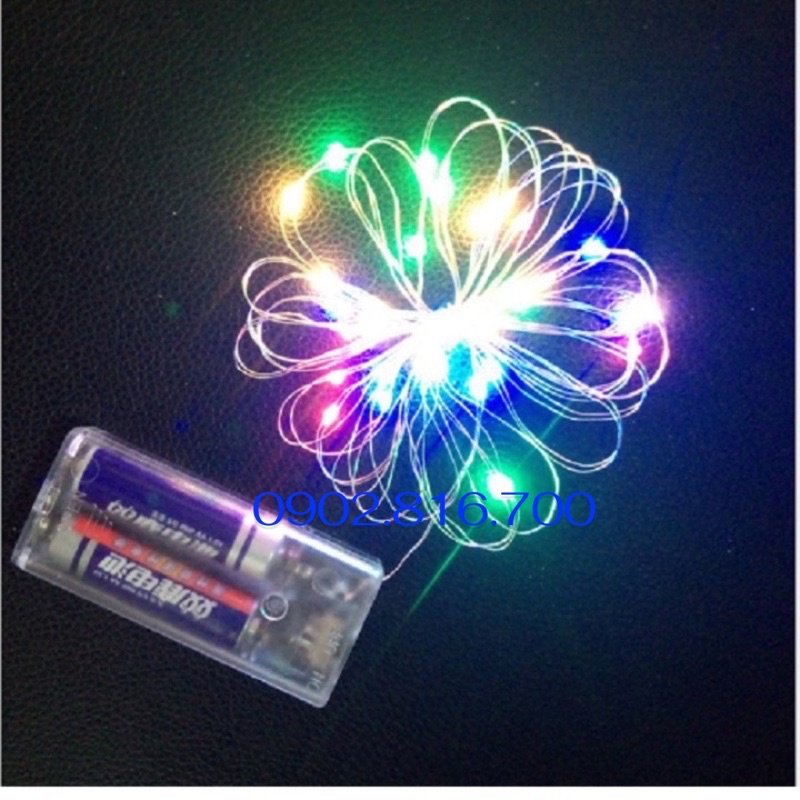 Dây Đèn LED chớp tắt đủ màu - 1 màu vàng nắng xài pin phụ kiện trang trí cây thông noel - trang trí giáng sinh - lễ tết