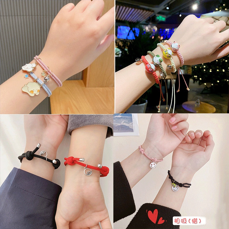 Vòng Tay Dây Bện Mặt Hình Mèo May Mắn Thời Trang Hàn Quốc