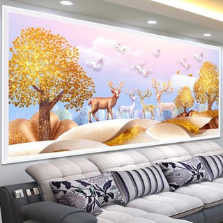 Tranh Thêu Chữ Thập Chỉ Lụa Nai Vàng May Mắn MHH0834