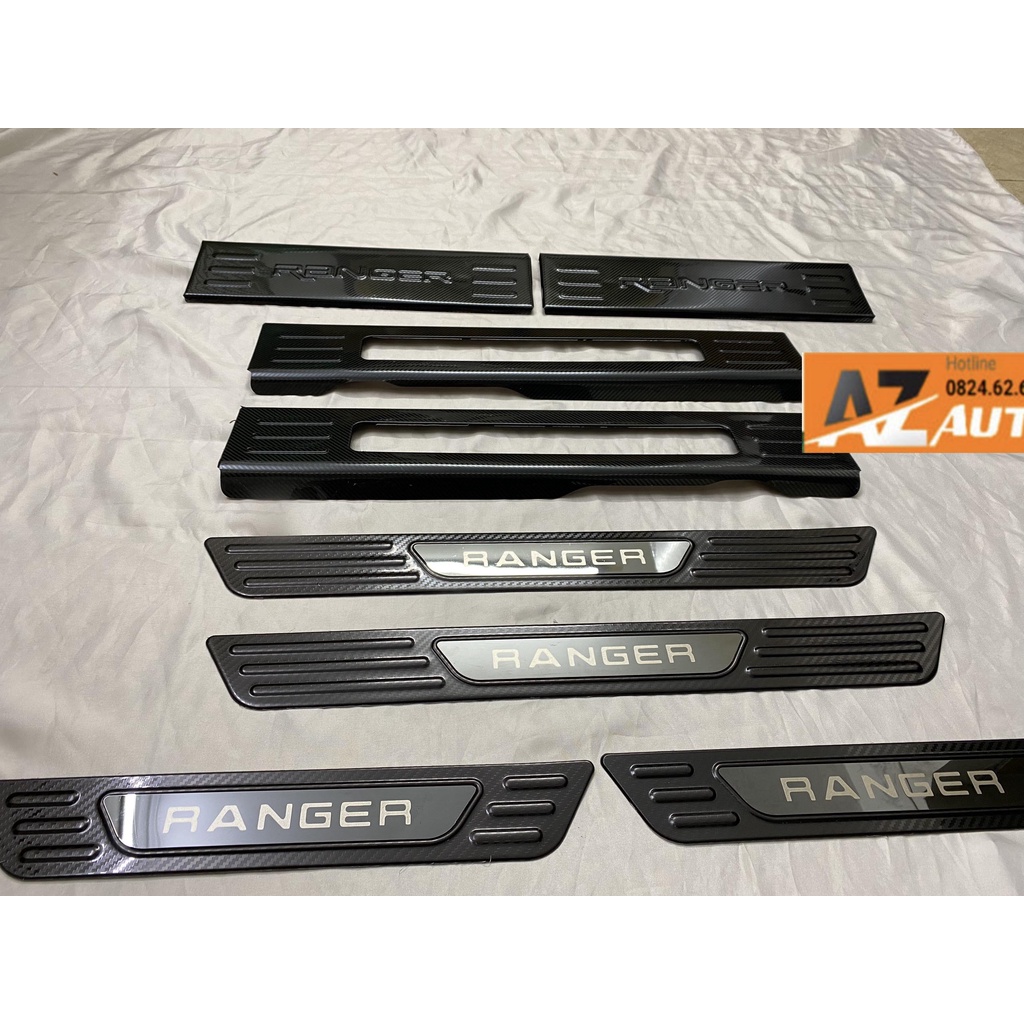 Ốp Bậc Cửa, nẹp bước chân Ford Ranger 2021-2022 bản có led , vân carbon