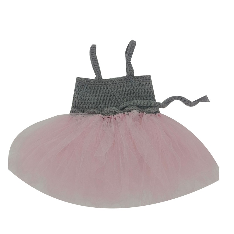 Set 2 Món Đồ Phối Chân Váy Tutu Lưới Dệt Kim + Mũ Dùng Làm Đạo Cụ Chụp Ảnh Cho Bé Sơ Sinh
