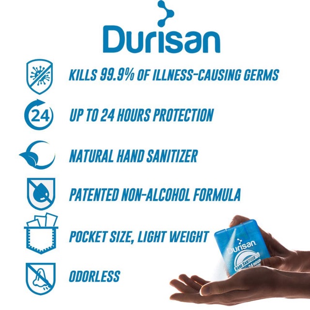 XỊT KHUẨN RỬA TAY DIỆT KHUẨN DURISAN BẢO VỆ 24H [DÙNG ĐƯỢC CHO EM BÉ] | BigBuy360 - bigbuy360.vn