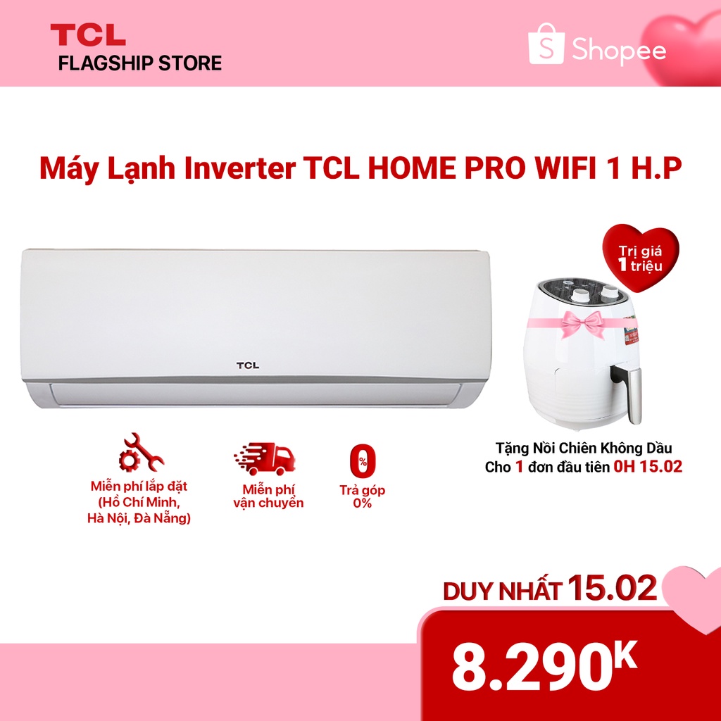 Máy lạnh Inverter TCL Home Pro Wifi - 1 HP điều hoà - 9.000 BTU công nghệ Turbo - Hàng phân phối chính hãng