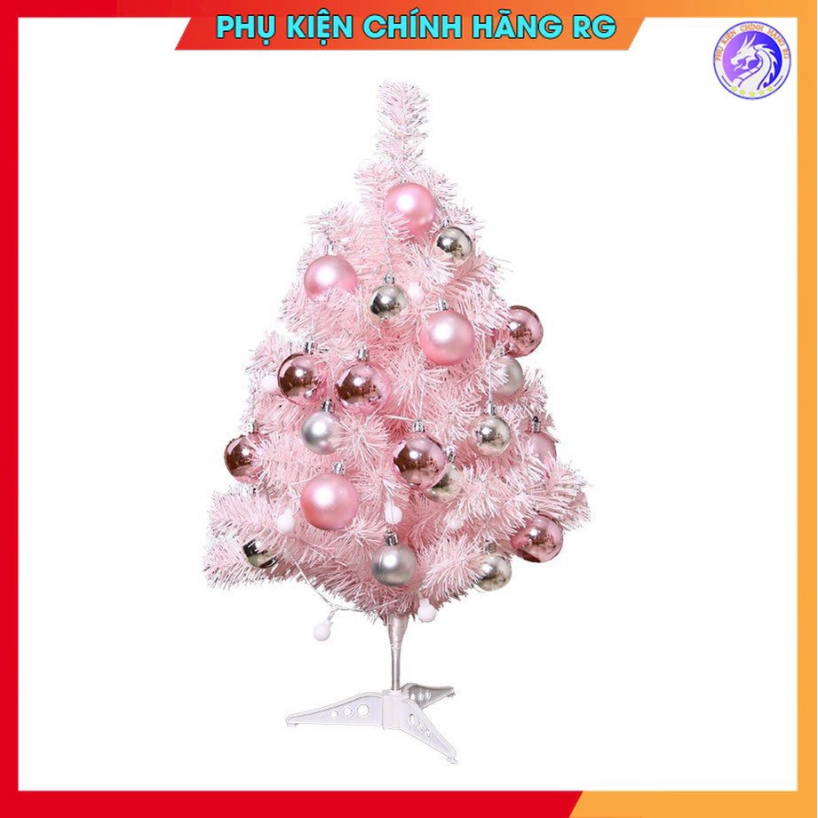 Cây thông noel màu hồng mini để bàn tặng kèm bộ phụ kiện trang trí quả châu cực hot đón giáng sinh