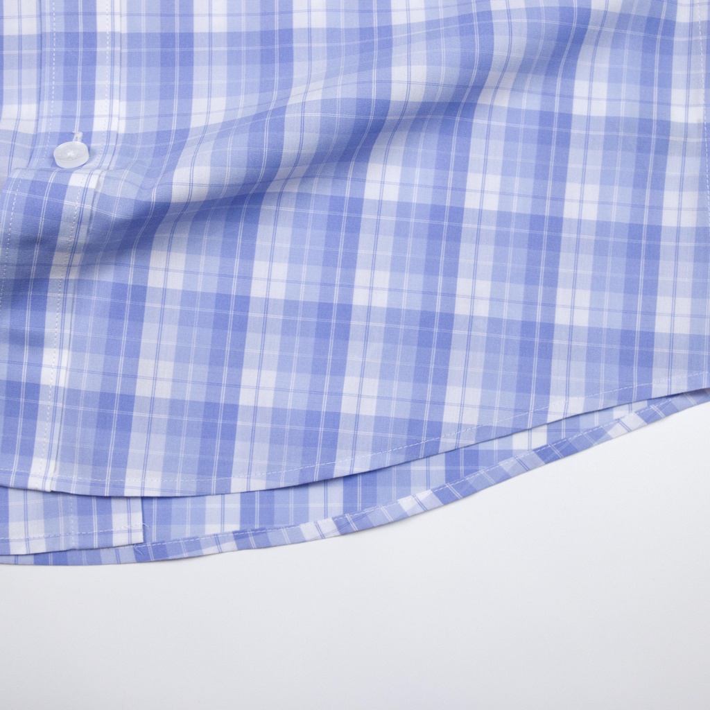 Áo Sơ Mi Vĩnh Tiến Dài Tay Dáng Slim Fit Vạt Bầu Vải Sọc Caro Bamboo 465 - G562