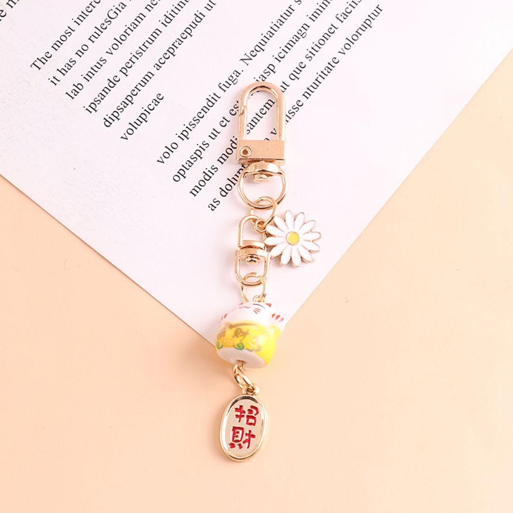 Móc Khóa Hình Chú Mèo May Mắn Bằng Gốm Dễ Thương