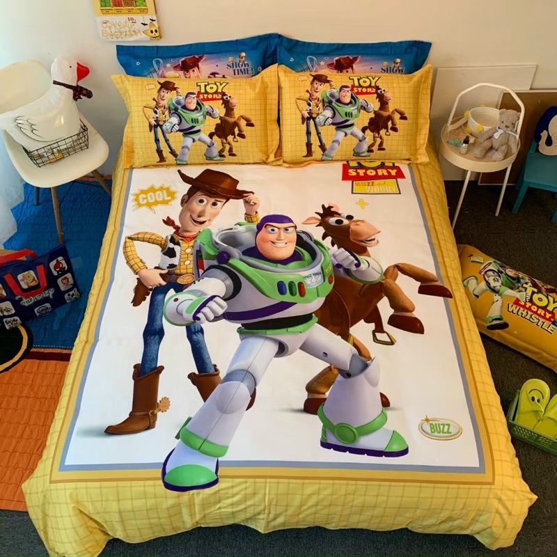 Bộ Vỏ Chăn Ga Gối Cotton Disney Pixar Cho Bé Mẫu Toy Story Siêu Mềm Mại Đáng Yêu