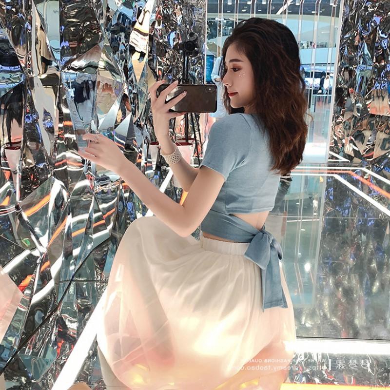 Áo Thun Tay Ngắn Màu Trơn Dáng Ôm Eo Thon Thoải Mái Thời Trang Mùa Hè Kiểu Hàn