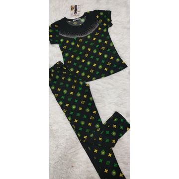 Bộ tay ngắn quần dài ống túm thun tơ hoa