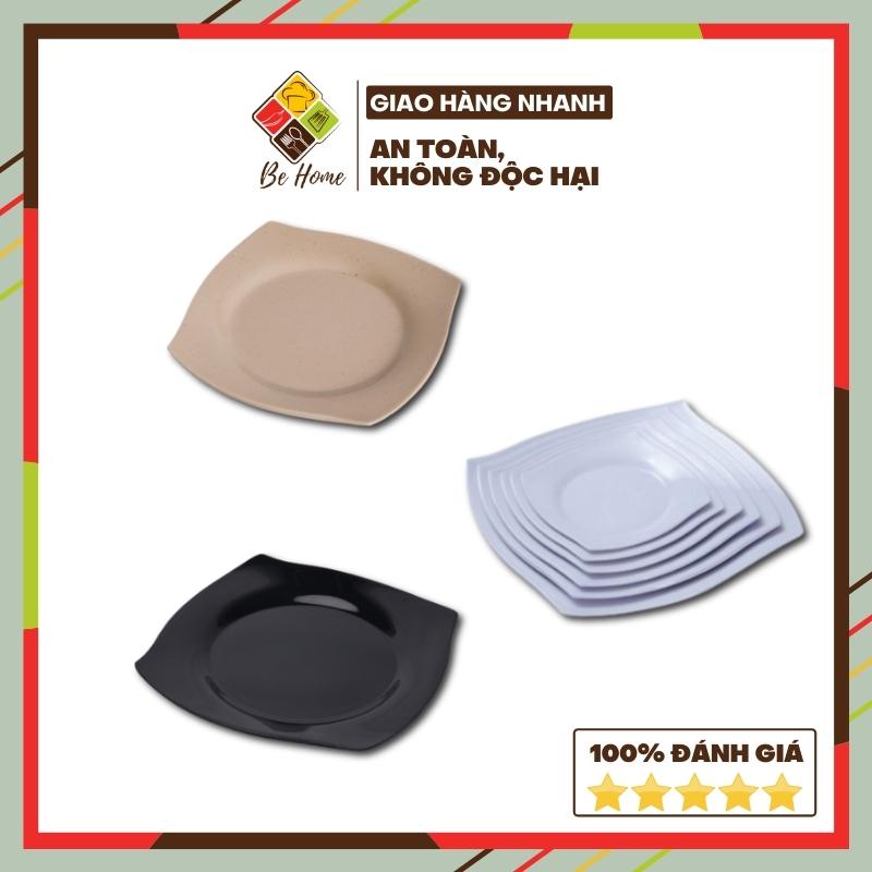 Đĩa vuông cạnh melamine BEHOMEMALL Nhựa Phíp Cao Cấp Melamine 3 Màu Chịu nhiệt độ cao cao cấp