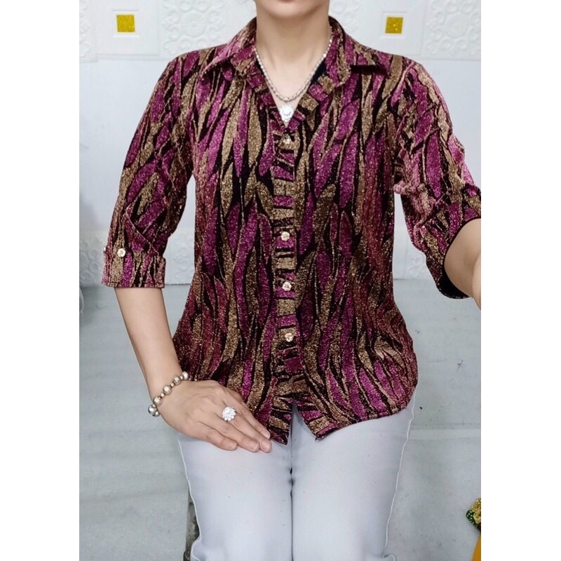 Áo Sơ Mi Nữ Trung Niên Dệt Kim Mới Nhất 3 Size 45-80Kg