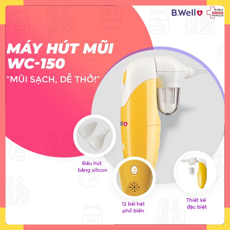 Máy hút mũi B.Well WC-150, hút dịch mũi cho bé làm sạch mũi tốt nhất Nhập Khẩu Chính Hãng Thụy Sỹ