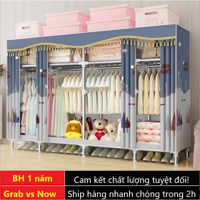 Tủ vải khung thép titan 4 buồng siêu rộng 2m1 siêu bền loại 1 bảo hành toàn quốc 12 tháng tuvaiuytinvn