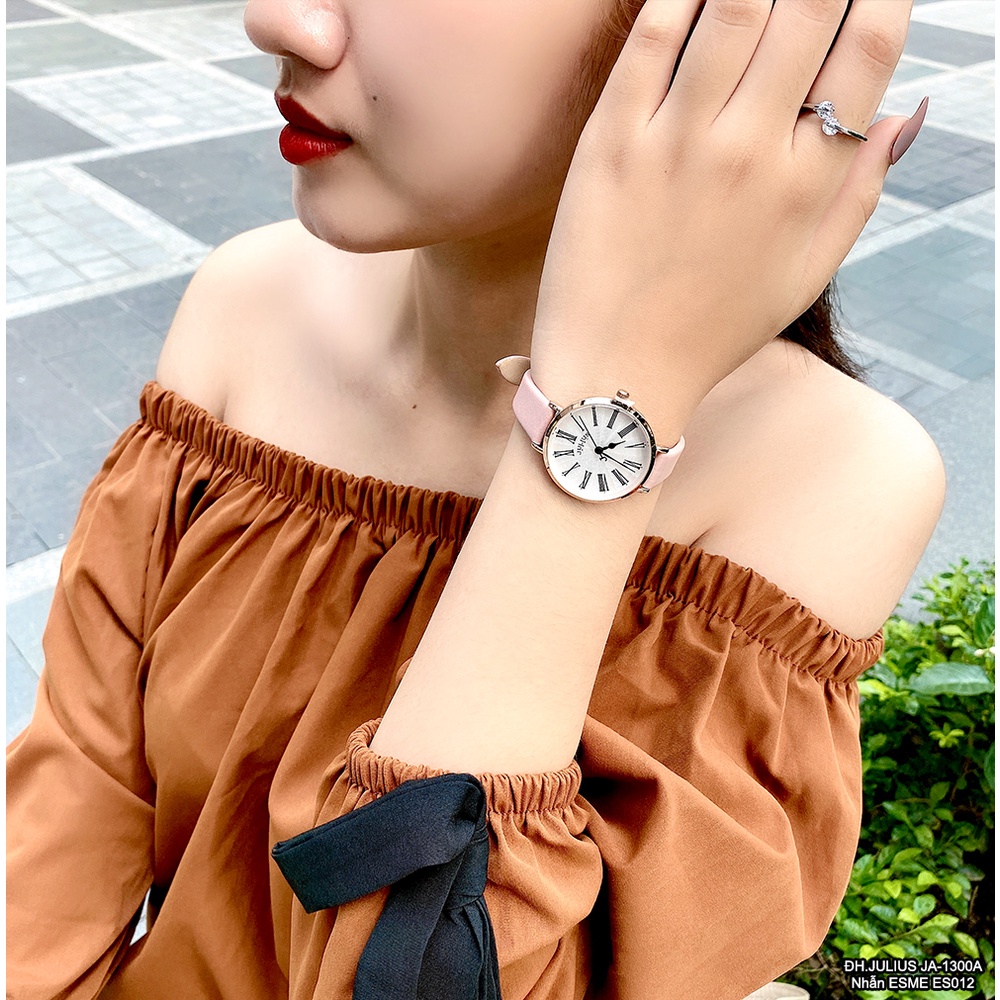 Đồng hồ nữ Julius Hàn Quốc JA-1300 dây da mặt số La Mã thanh lịch