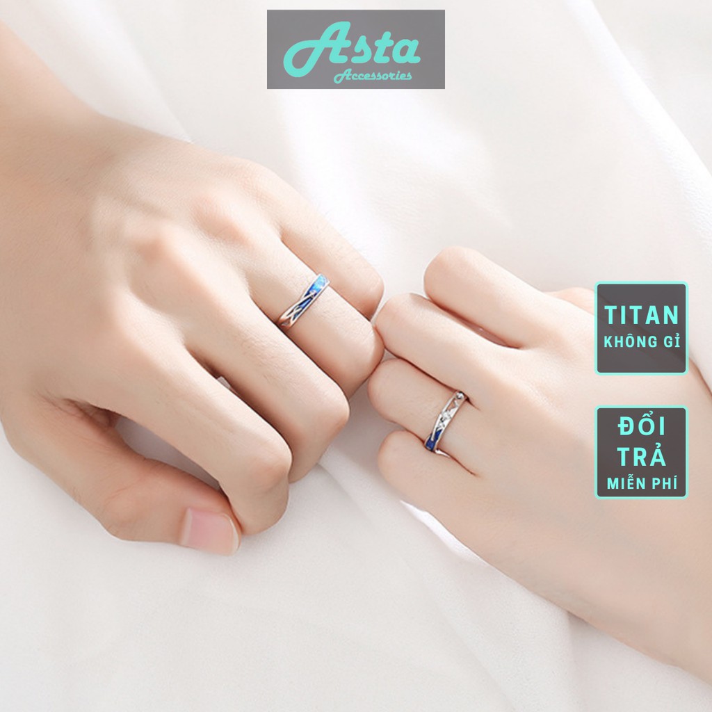 Nhẫn Đôi Nam Nữ Meteor Ring Vì Sao Đính Đá Và Sao Chổi Vĩnh Hằng Asta Accessories - Nhẫn Cập Đôi Titan Không Gỉ