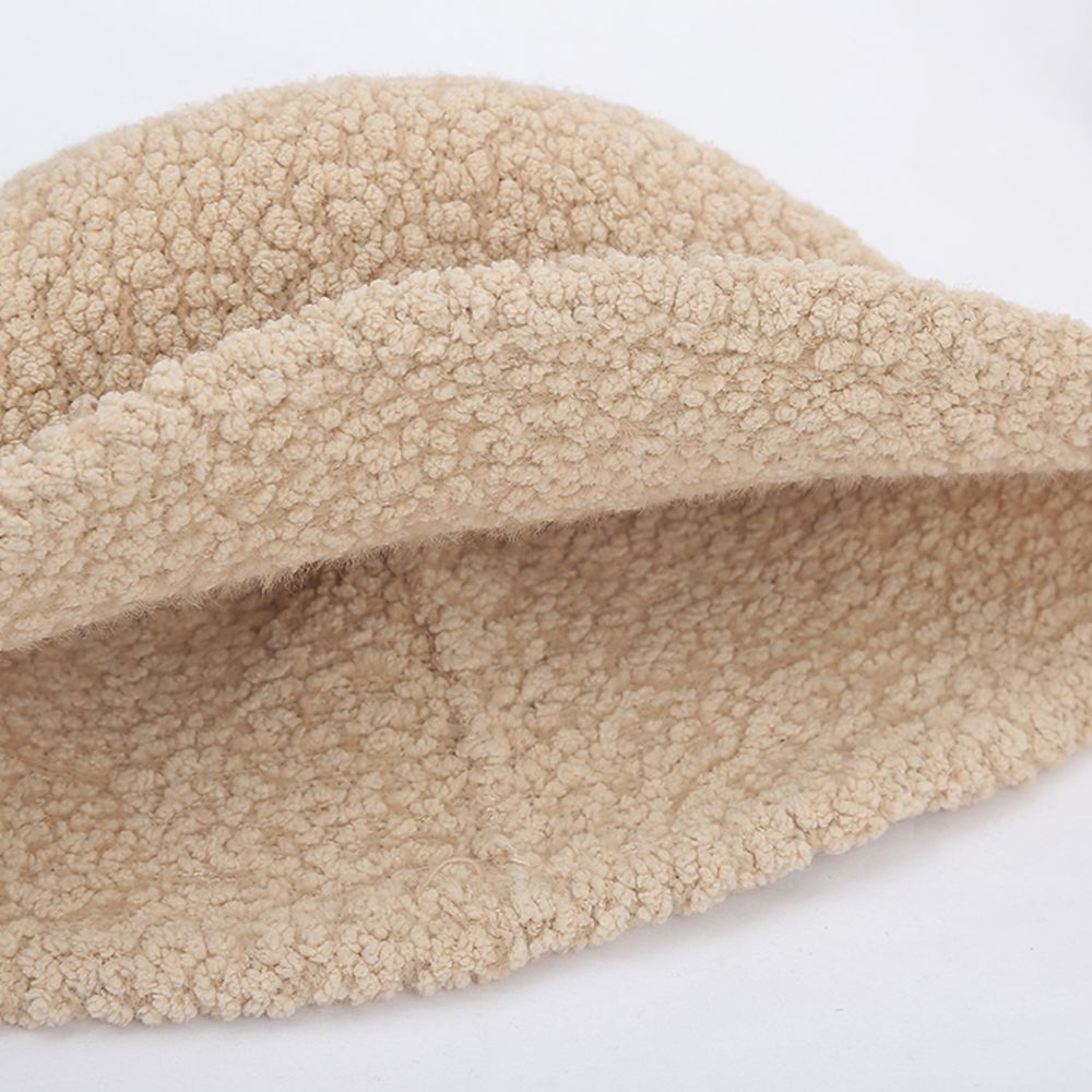 Mũ bucket vải len lông cừu màu trơn đơn giản thời trang Hàn Quốc cho nữ